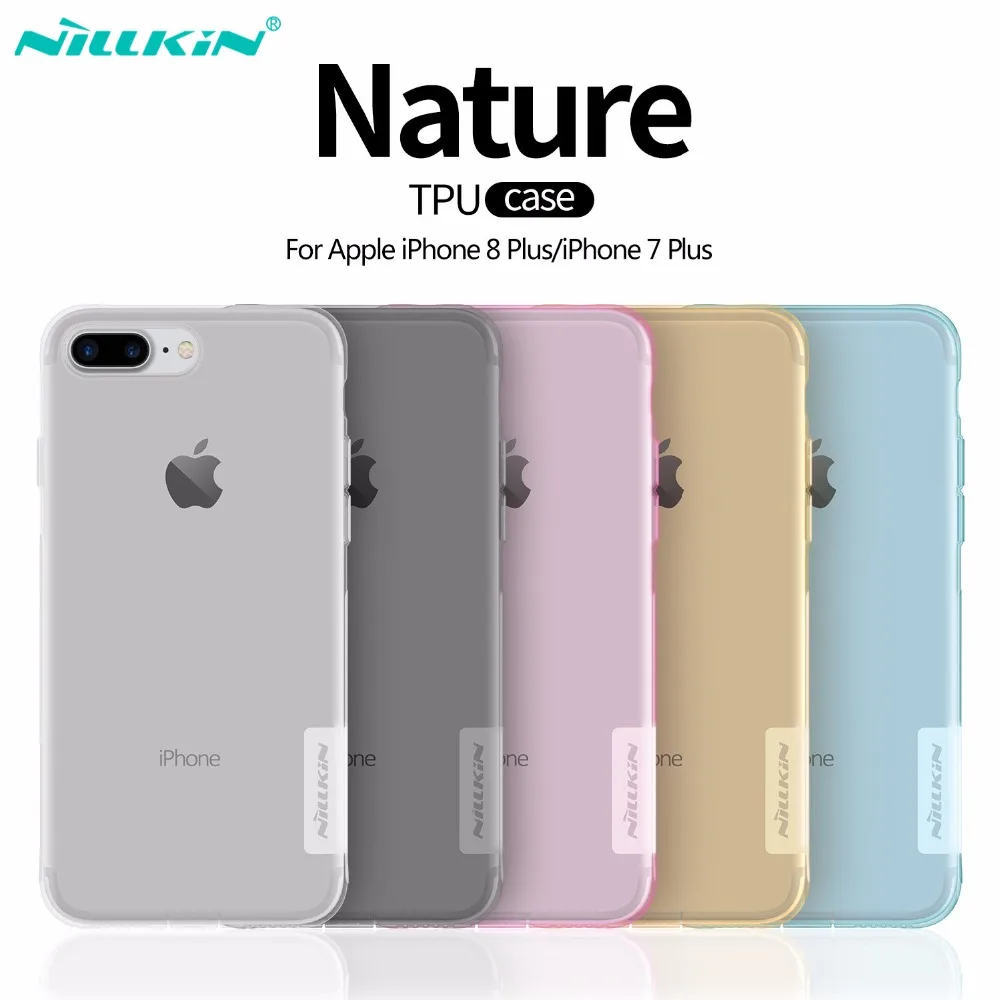 NILLKIN для iPhone 7 8 Plus Чехол Мягкий ТПУ силиконовый прозрачный чистый чехол для Apple iPhone7 iPhone8 Plus задняя крышка+ Пылезащитная заглушка