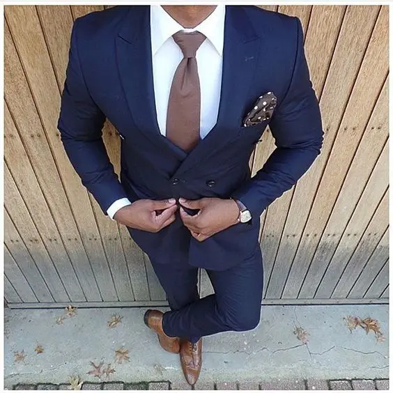 

2 Pieces Mens Suits Slim Fit (Jacket+Pant )Double Breasted Blazer Tailored Terno Masculino Can Be Custom Made! Gentle-Mens Suit