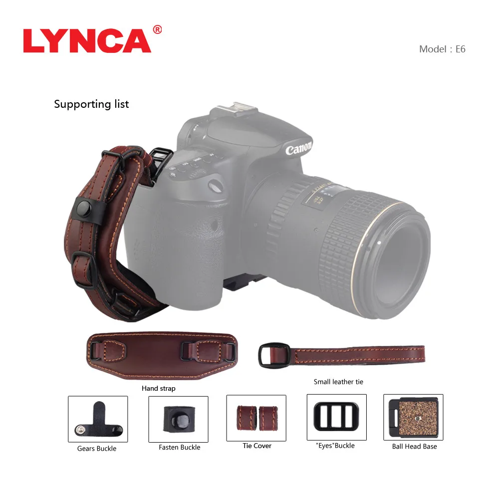Кожаный ремешок LYNCA ручной для камеры с быстроразъемным винтом Canon Nikon Pentax SLR DSLR