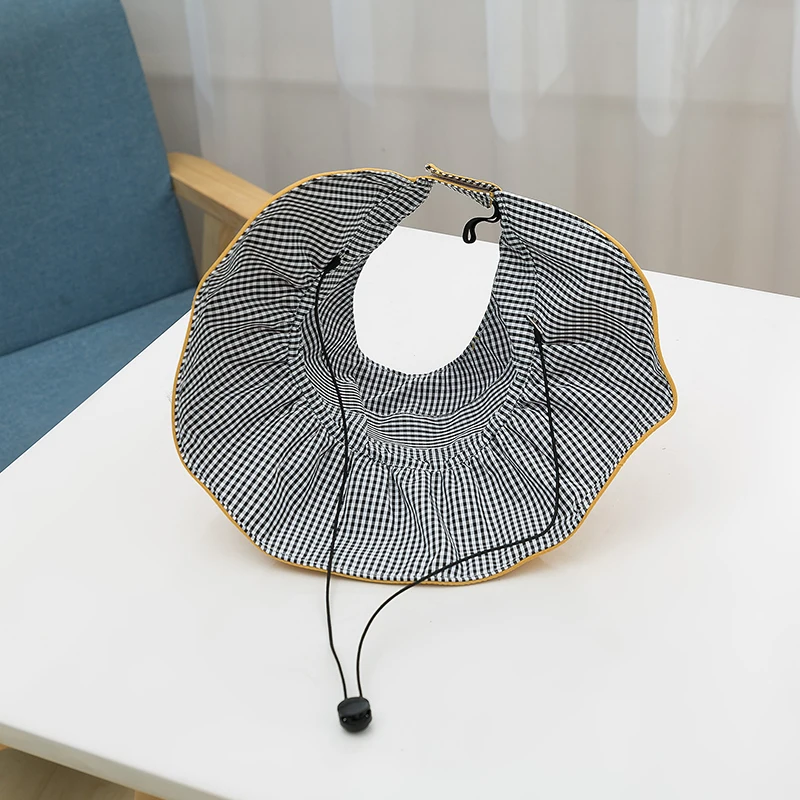 Summer Baby Hat for Girls Double-sided Beach Visor Cap Kids Sun Hats Cotton Wide Brim Children with Wind Rope | Детская одежда и