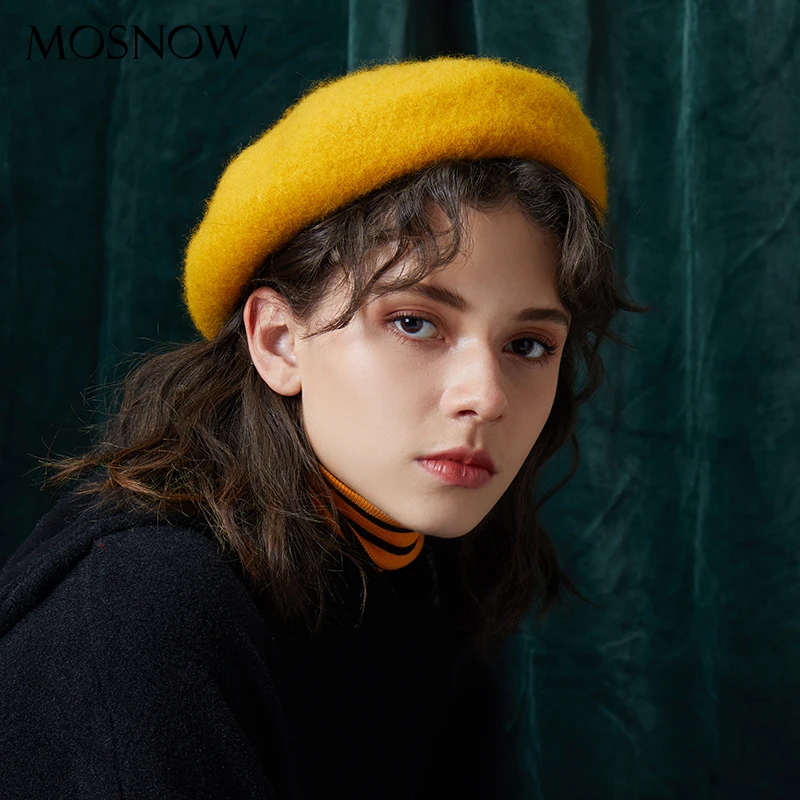 Женские шерстяные вязаные береты 13 цветов Осенний Классический Модный берет для