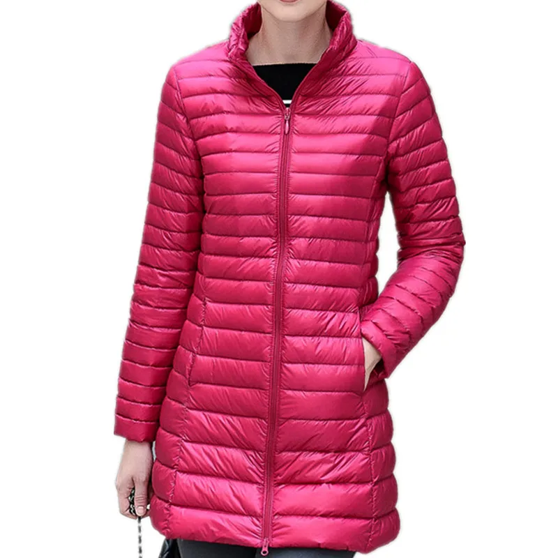 New Autumn Winter Fashion Slim Long Down Coat Women Ultra Light 90% White Duck Down Jacket Women Windproof Outwears Female Mw556