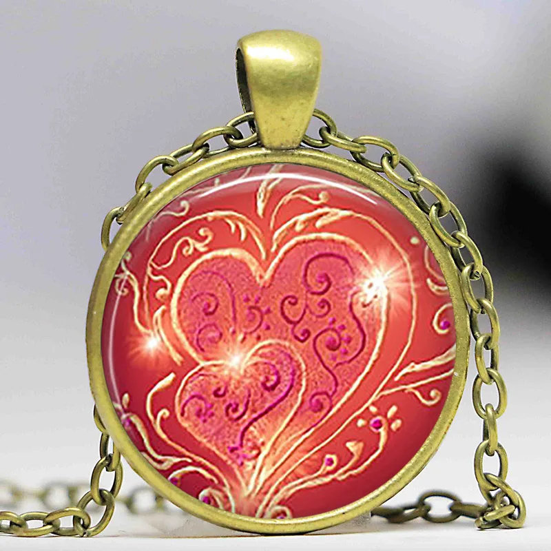 Кулон со стеклянной подвеской в виде сердца для женщин и девушек|heart necklace|valentine