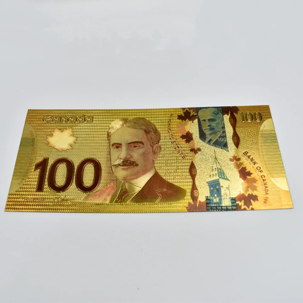Яркие канадские банкноты из золотой фольги на 100 долларов в подарок сувенирные с