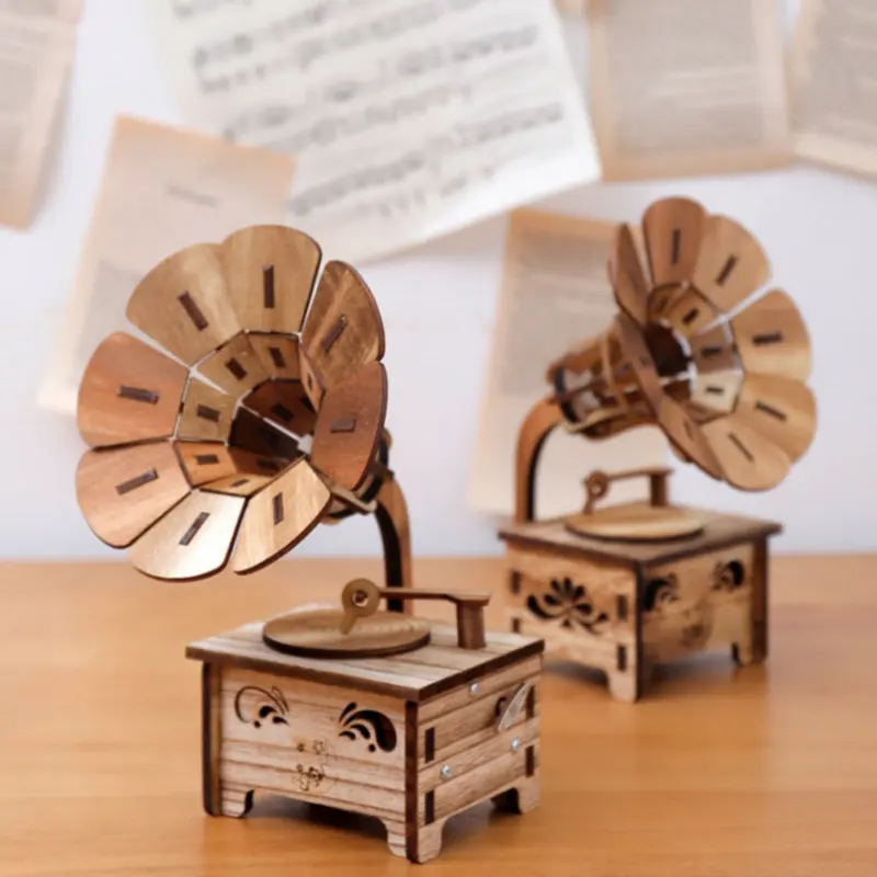 Wood Mini Retro Phonograph Model Vintage Record Player Prop Antique Gramophone Home Office Club Bar Decor Ornaments | Дом и сад