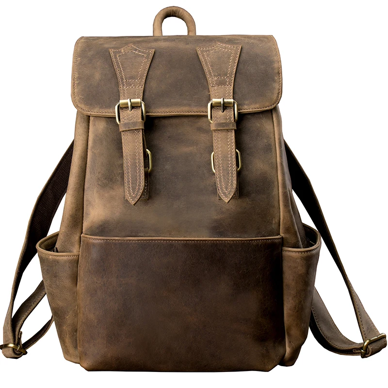 Вместительный рюкзак из натуральной кожи для мужчин и женщин функциональные