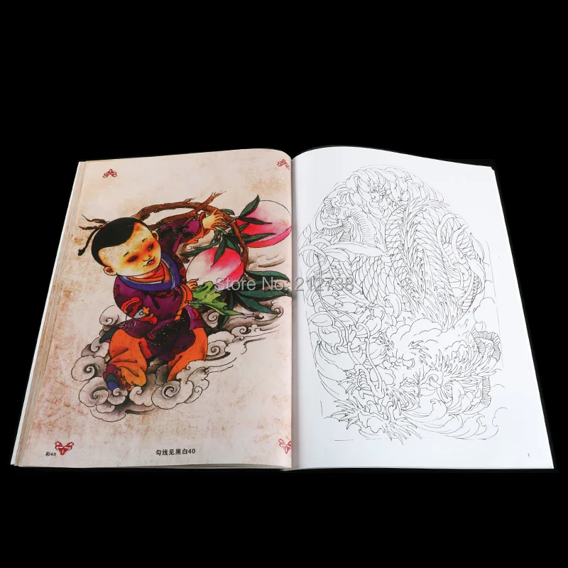 1 шт. А4 Размер тату Flsh книга Hannya Череп Призрак Будда Цветок Дракон картина