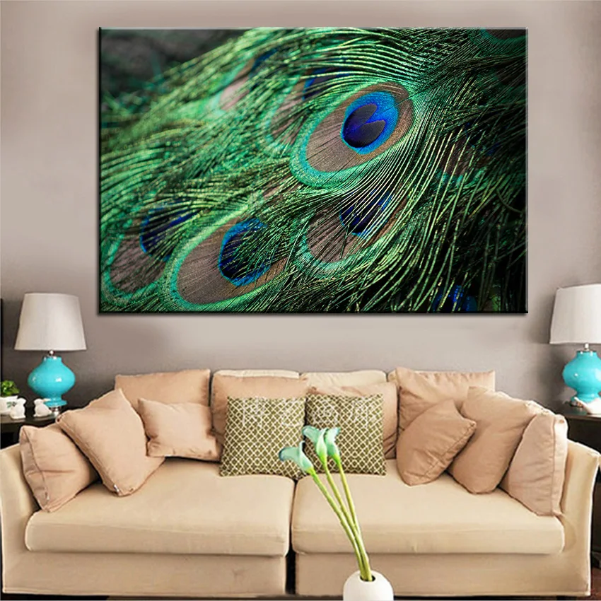 

Large size Printing Oil Painting Peacock feathers Wall painting POP Art Wall Art Picture For Living Room painting No Frame
