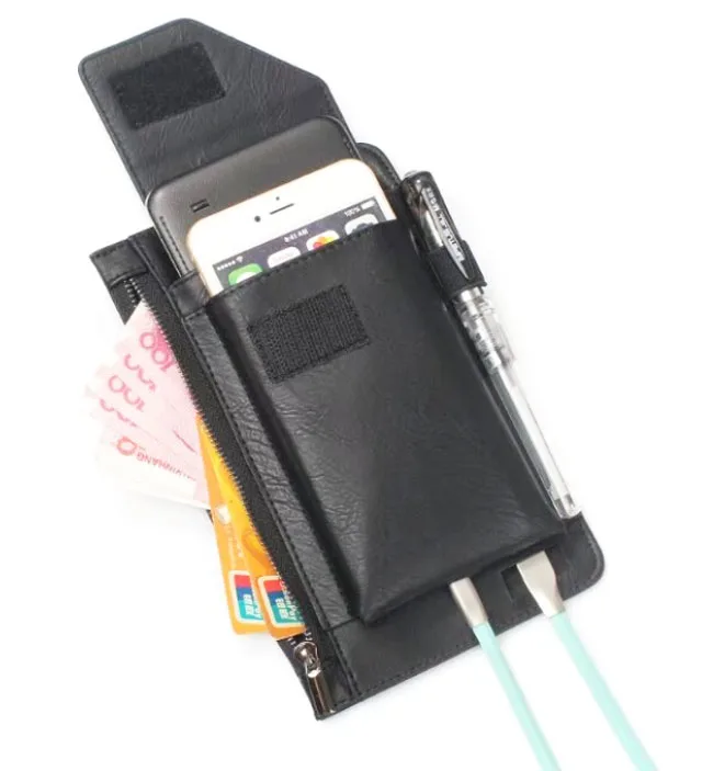 Мужской кожаный чехол на молнии с застежкой липучкой и зажимом для ремня Xiaomi Redmi Go