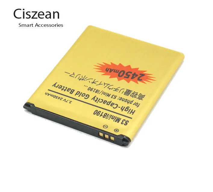Золотой аккумулятор Ciszean 1x2450 мАч EB425161LU для Galaxy S3 SIII MINI I699 S7562 S9920 I8190 I8160 S7560 J1 Mini J1Mini