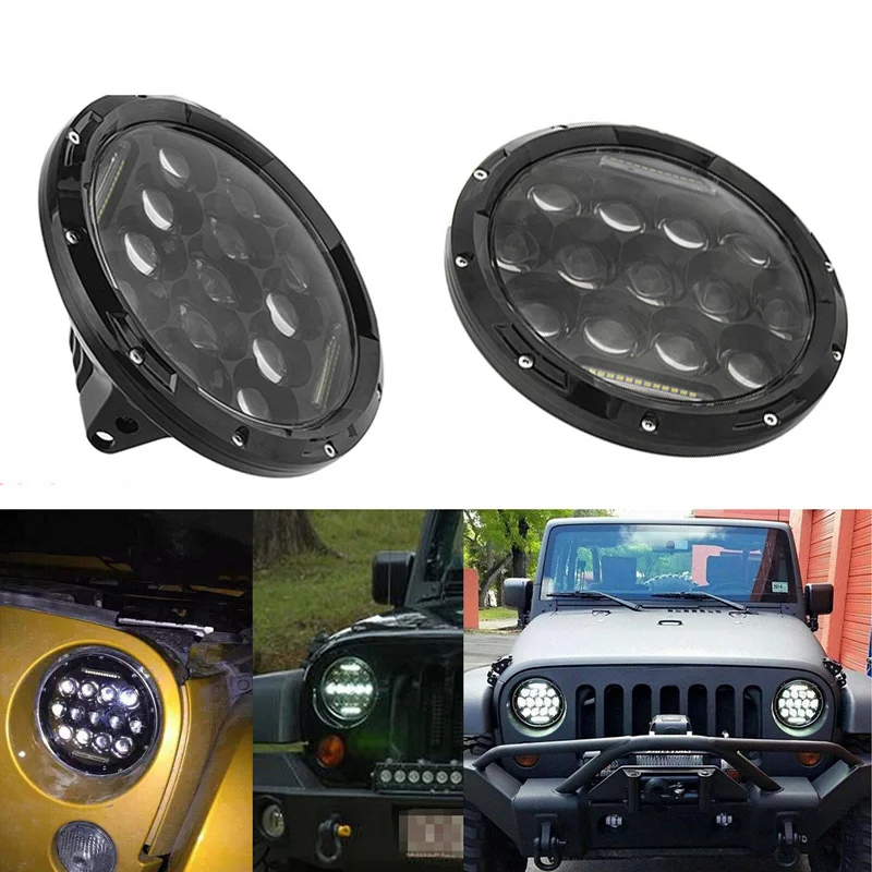 2 шт. " светодиодный налобный светильник с Halo дневной ходовой светильник для Jeep JK VAZ 2121 Lada Niva 4x4 7" светодиодный налобный фонарь с янтарным указателем поворота