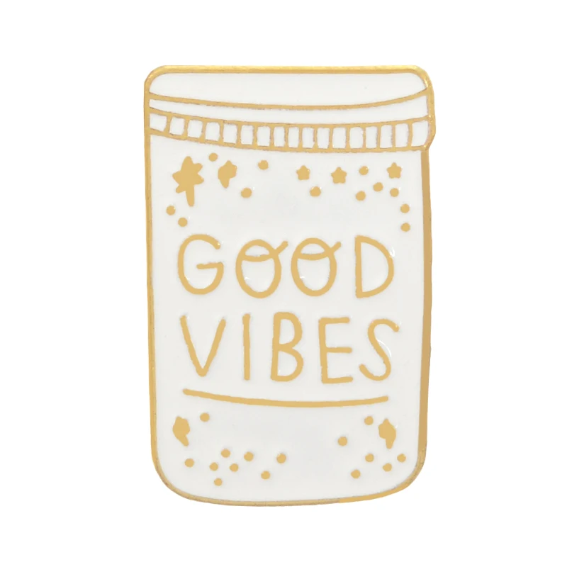 Good vibes Готическая булавка, эмалированная булавка в виде ведьмы, черная, белая, ручная, Лунная фаза, Волшебная книга, нагрудные булавки, темные значки, подарок для Ведьм - Окраска металла: Good vibes