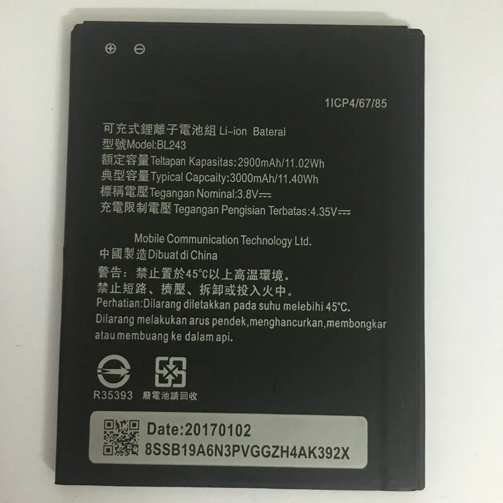 100% Оригинальный запасной аккумулятор 2900mAh BL243 для мобильного телефона lenovo K3 Note K50