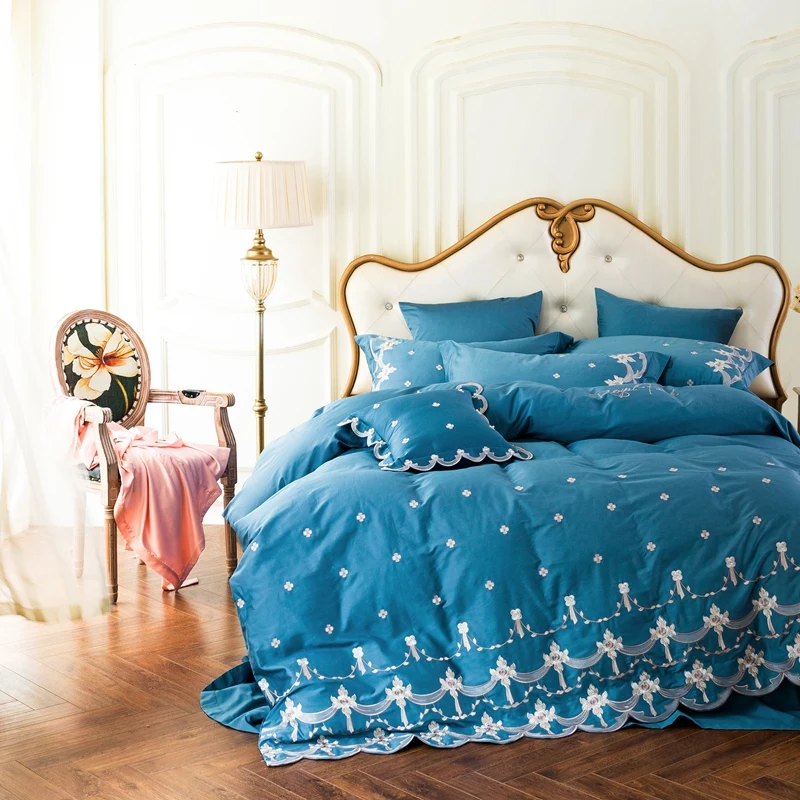 Новинка 2019 Комплект постельного белья из хлопка с вышивкой в европейском стиле