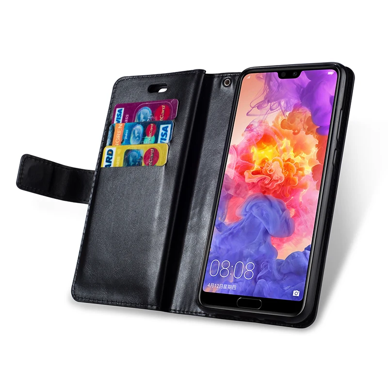 Кожаный чехол для Huawei P20 Lite Роскошный кошелек на молнии 10 отделений карт