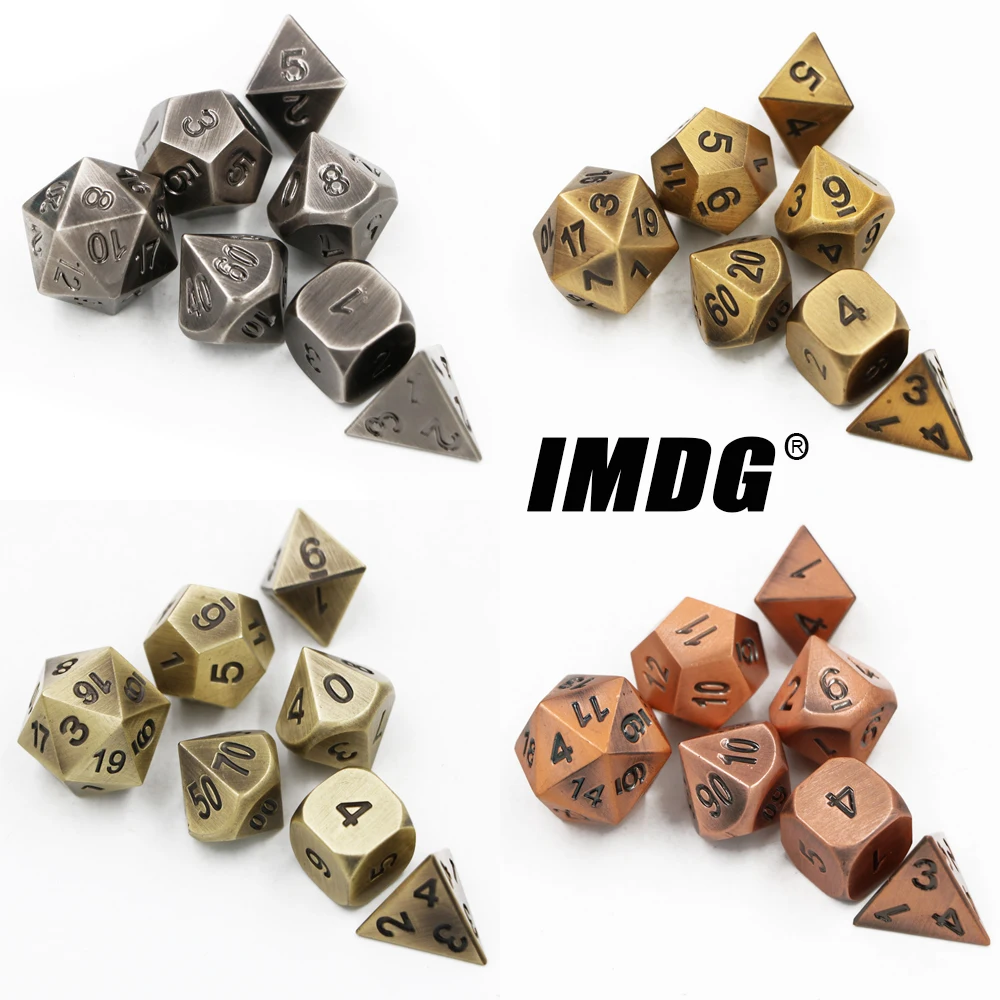 IMDG 7 шт./компл. креативная РПГ игра кости многогранные металлические DND покрытие