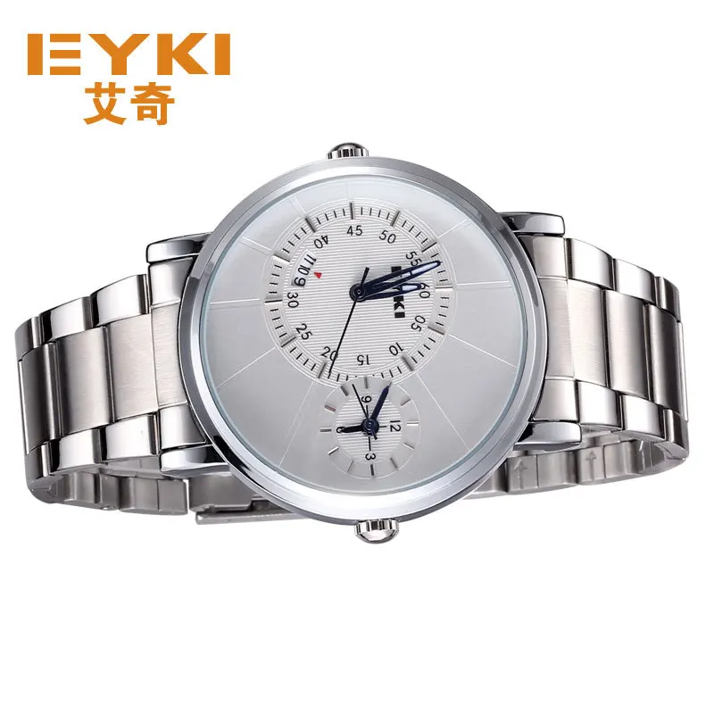 EYKI brand man watch stainless steel army dual time display 10m waterproof calendar analog import quartz movement clock | Наручные часы