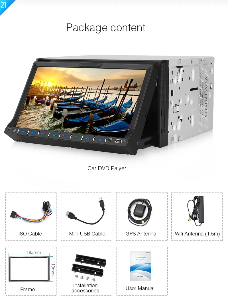 Тыква 2 Din 7 'ɺndroid 6 0 универсальный автомобильный Радио dvd-плеер