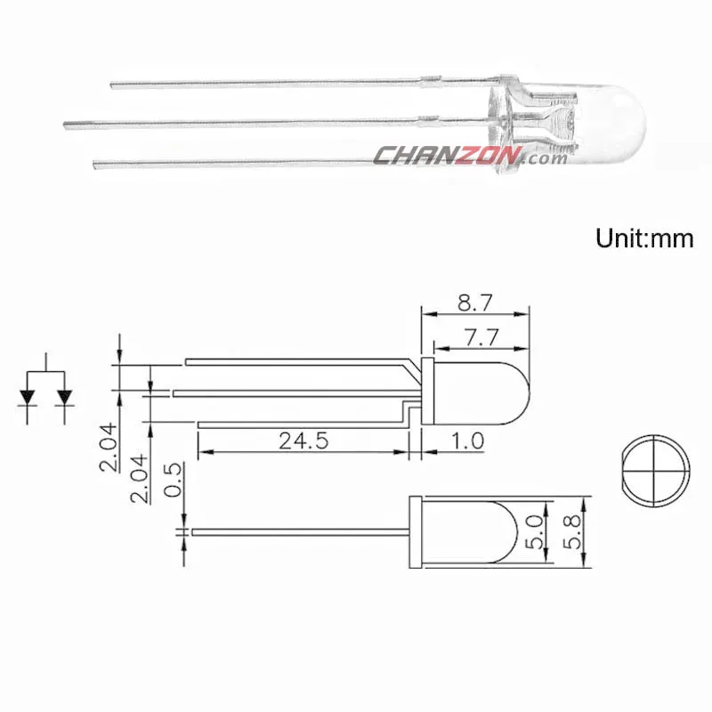 Светодиодный диодный светильник 100 шт. 5 мм красный и желтый зеленый общий катод 20