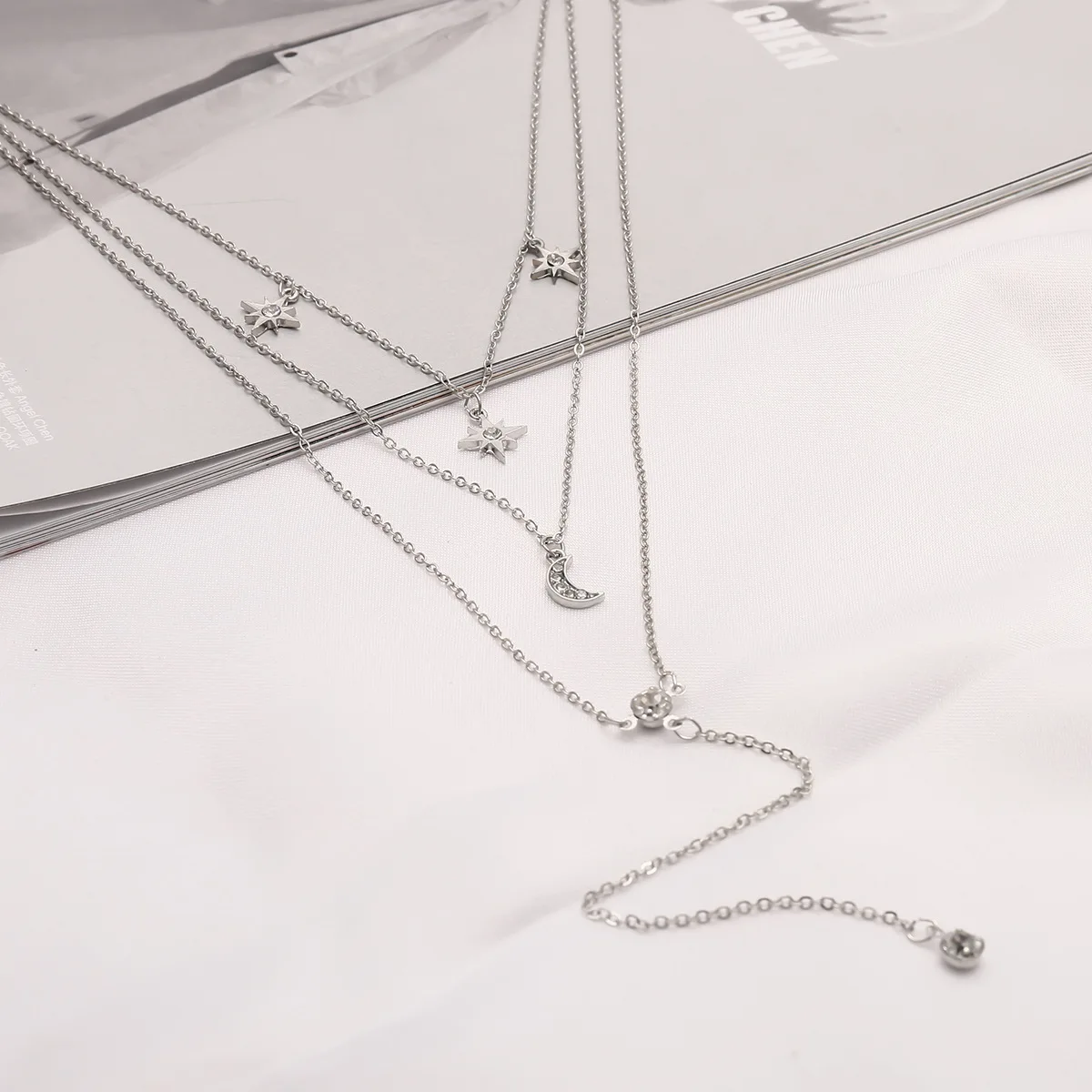 Богемное ожерелье с подвеской в виде луны и звезд винтажное многослойный