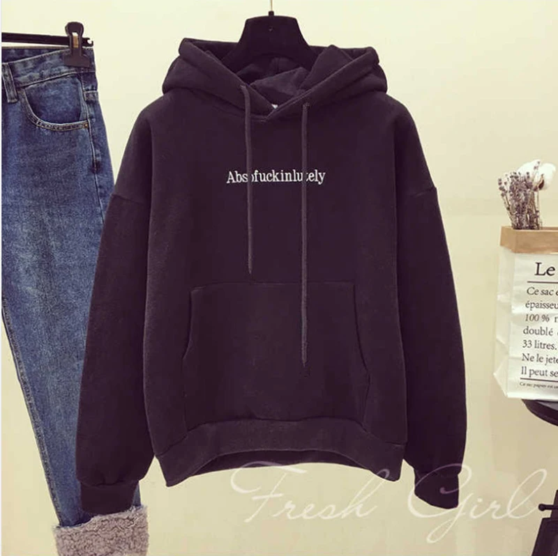 Харадзюку толстовки с буквенным принтом Женская толстовка 2018 зимний флисовый