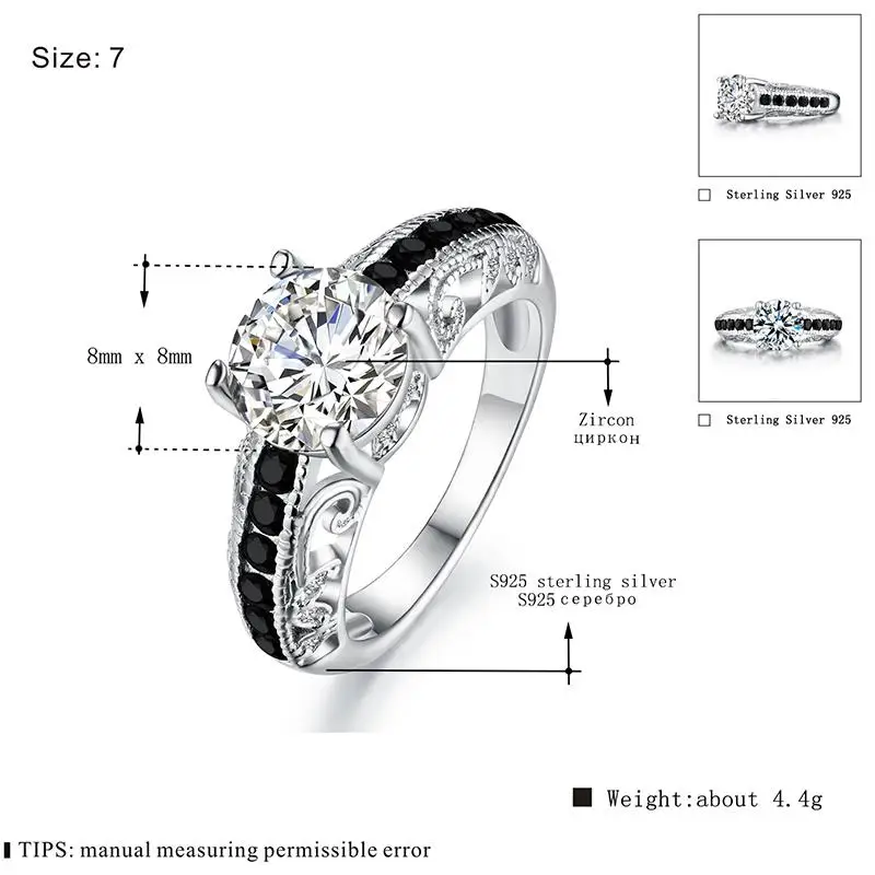 Женское свадебное кольцо черного цвета AWN модное ювелирное изделие из