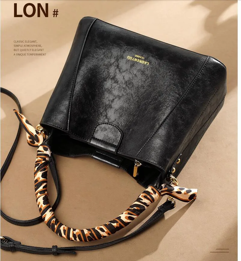 LAORENTOU high quality fashion luxury brand new leather handbags fashion wild portable bucket bag ladies shoulder Messenger