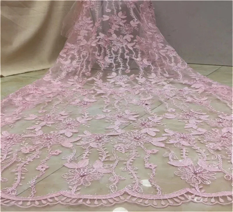 Новинка французская кружевная ткань высокого качества Нигерия 3d тюль бусины