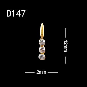 D147 10 шт./лот,, амулеты, Длинные полосы, стразы, для украшения ногтей, 3D, квадратная форма C, сплав, драгоценные камни для ногтей - Цвет: D147