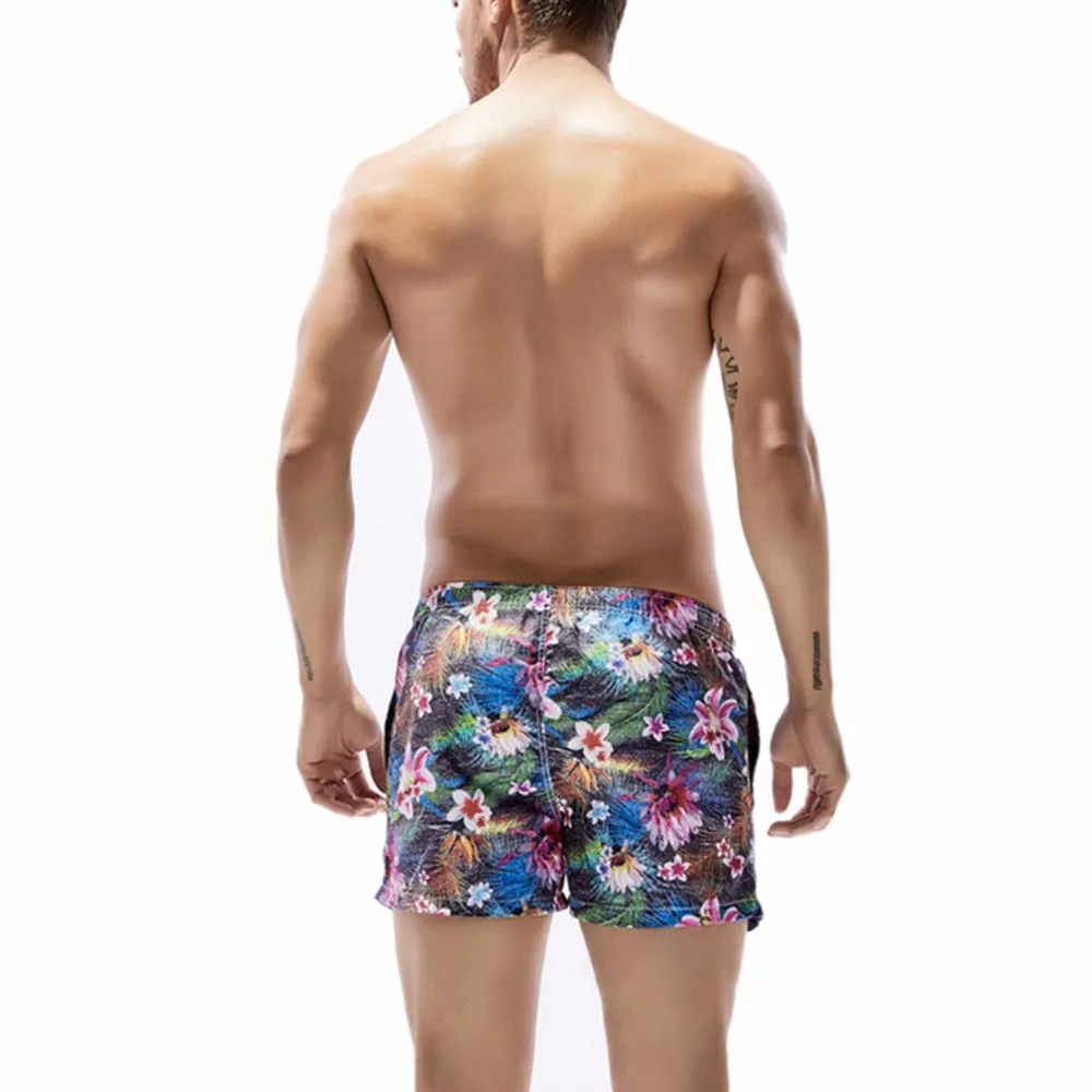 Цветочные мужские плавки шорты быстросохнущие полиэстер пляжный купальник для