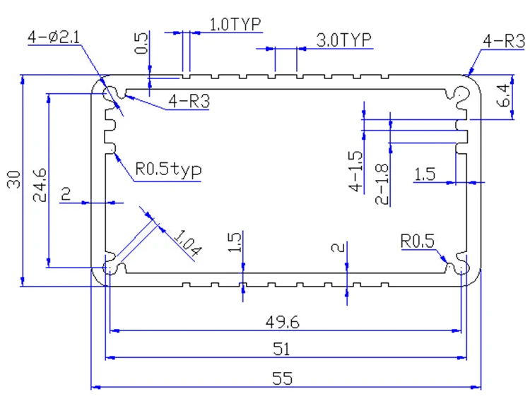 Алюминиевый корпус коробка PCB приборная коробка DIY электронный проект чехол 55 мм* 30 мм* 100 мм 8175