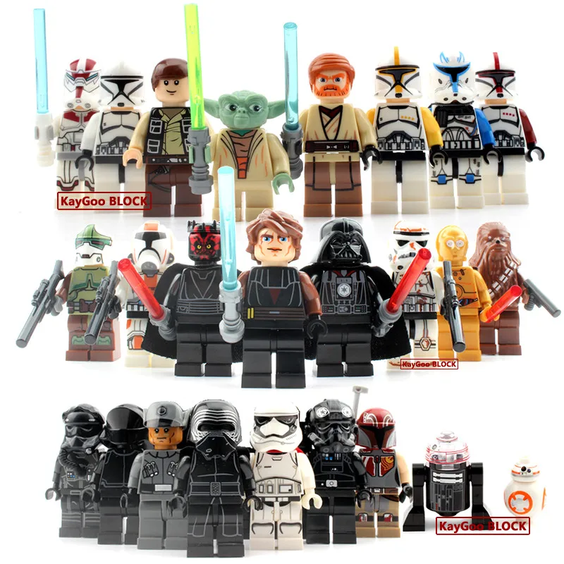 24 шт./лот йода ОбиВан Дарт Вейдер sidible Stormtrooper Star Series космические войны BB8