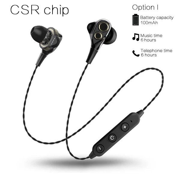 black CSR 6H CBAOOO B800, беспроводные Bluetooth наушники, спортивные наушники, двойной привод, гарнитура, стерео бас, Bluetooth наушники с микрофоном для телефона - Цвет: black CSR 6H
