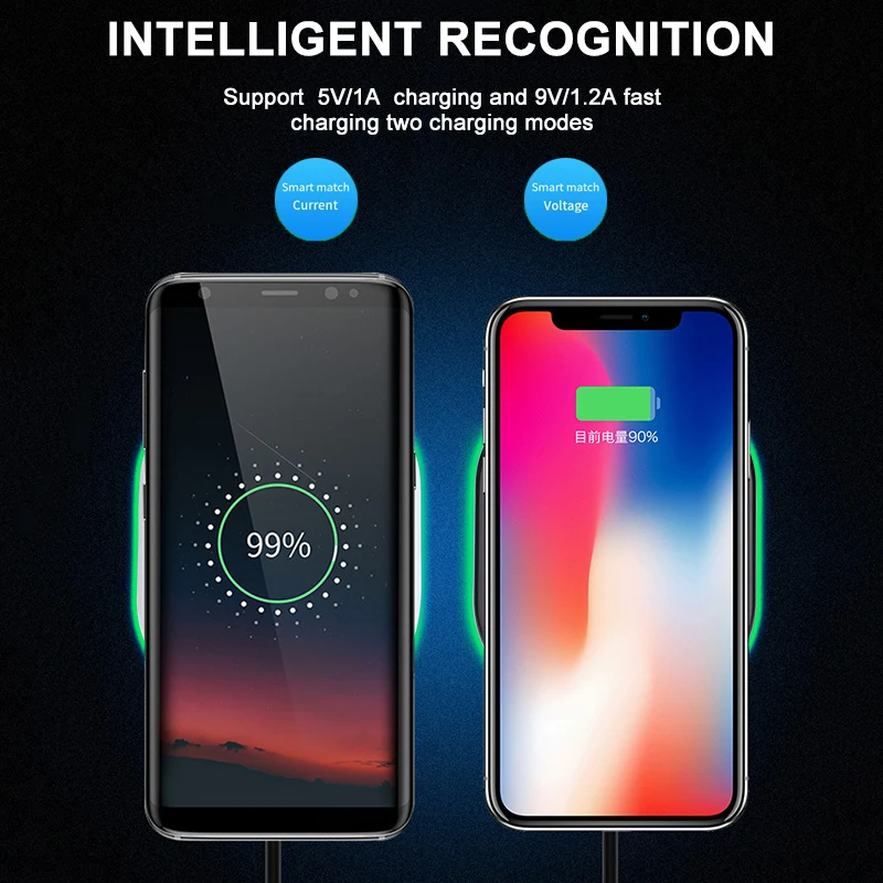 Qi Беспроводное зарядное устройство для iPhone 8 X XR XS Max 10W быстрая Беспроводная