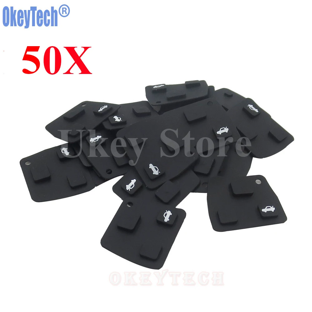 

OkeyTech 50PCS/LOT Car Remote Key Silicone Rubber Key Pad 3 Button For Toyota Avensis Corolla Lexus RVA4 Replacement Button Pad