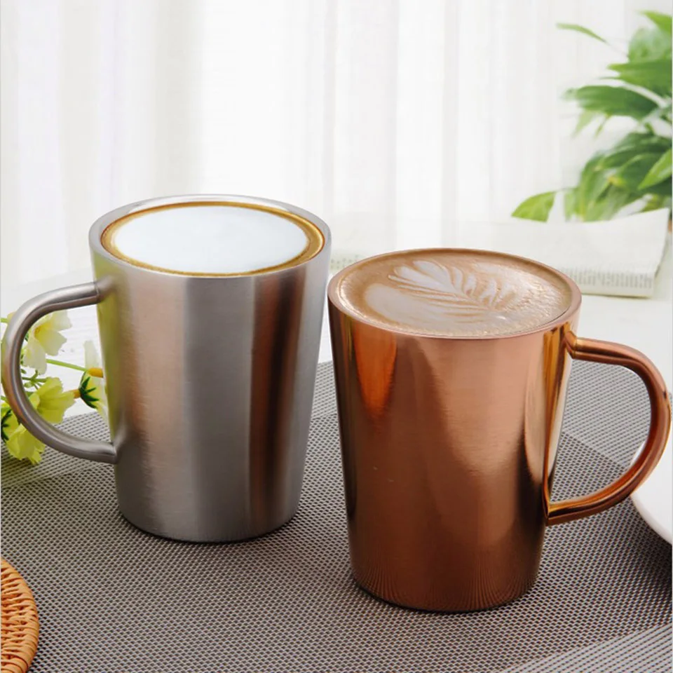 

Transhome Stainless Steel Coffee Mug Double Wall Beer Cup Mugs Creative Moscow Mule Copper Mugs For Coffee Portable Tea Cup