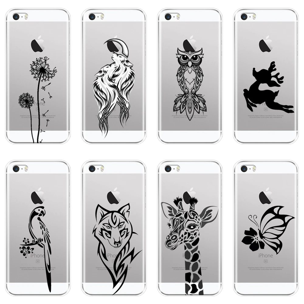 Чехол для Телефона iPhone 5C 5S SE 5 S мягкий силиконовый чехол-накладка с животными