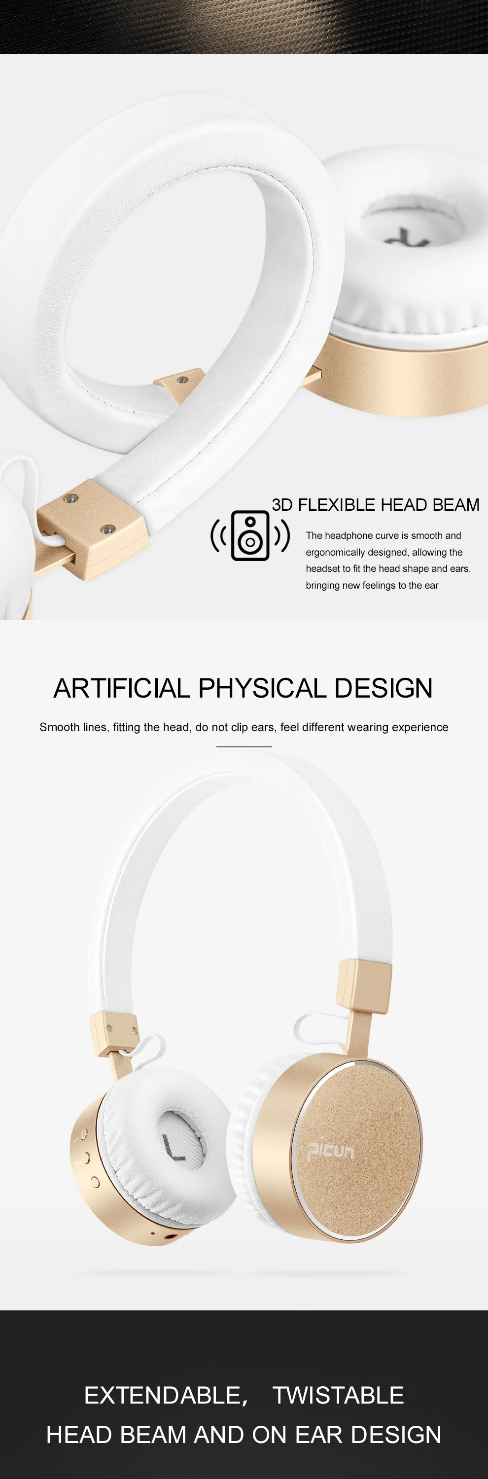Picun P10, беспроводные Bluetooth наушники, Hi-Fi, стерео, на ухо, гарнитура, шумоподавление, наушники с микрофоном для детей, девочек, мальчиков, женщин