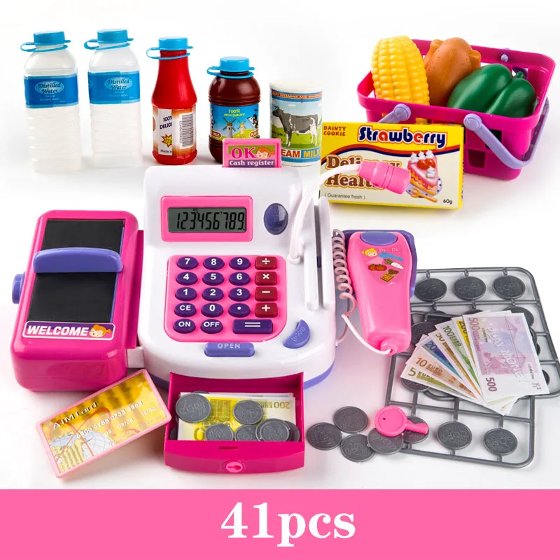 41 шт. детский симулятор супермаркет кассовый аппарат мороженое касса девушка