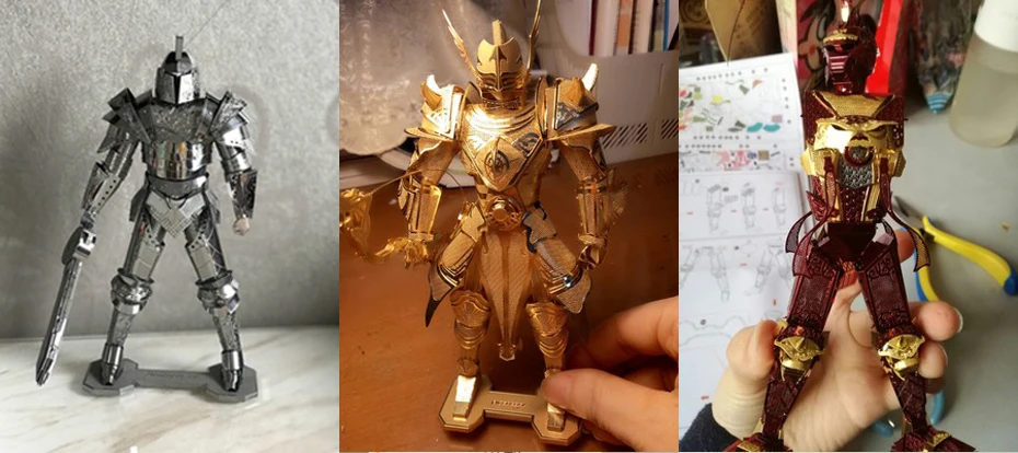 Piececool 3D металлическая игрушка-головоломка DIY черный рыцарь общий солдат Обезьяна Король Пекинская опера фигурка модель для взрослых мальчиков игрушка подарок золото