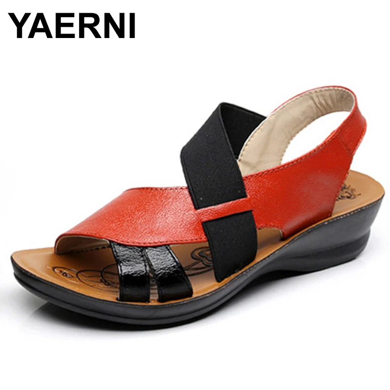 YAERNI/Новые летние женские сандалии средней высоты с мягкой подошвой Модные