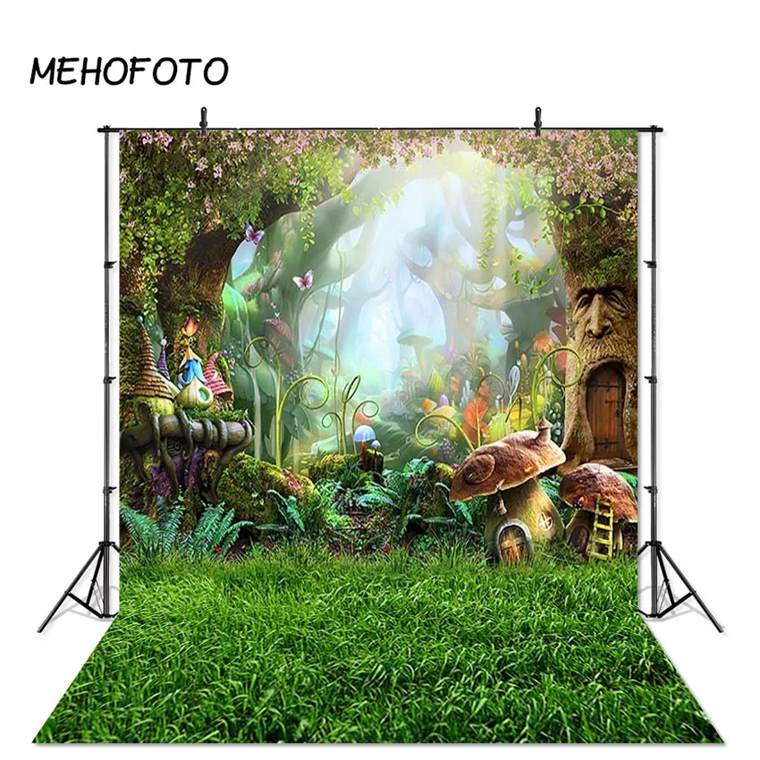 Фон для фотосъемки MEHOFOTO с весенним пейзажем пасхальное яйцо Луг грибы сказочный