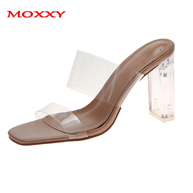 2021 на прозрачном каблуке Женские сандалии шлепанцы Женская летняя обувь