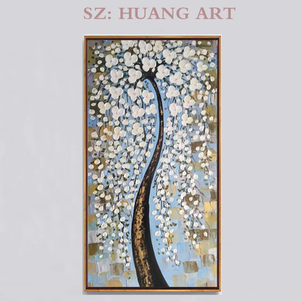 

Modern flower big trees painting knife oil painting abstract family hotel wall decoration painting the living room