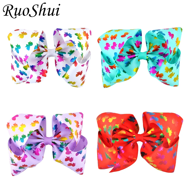 Ленты для девочек 8 дюймов 10 шт./лот большие бронзовые банты волос с бабочкой