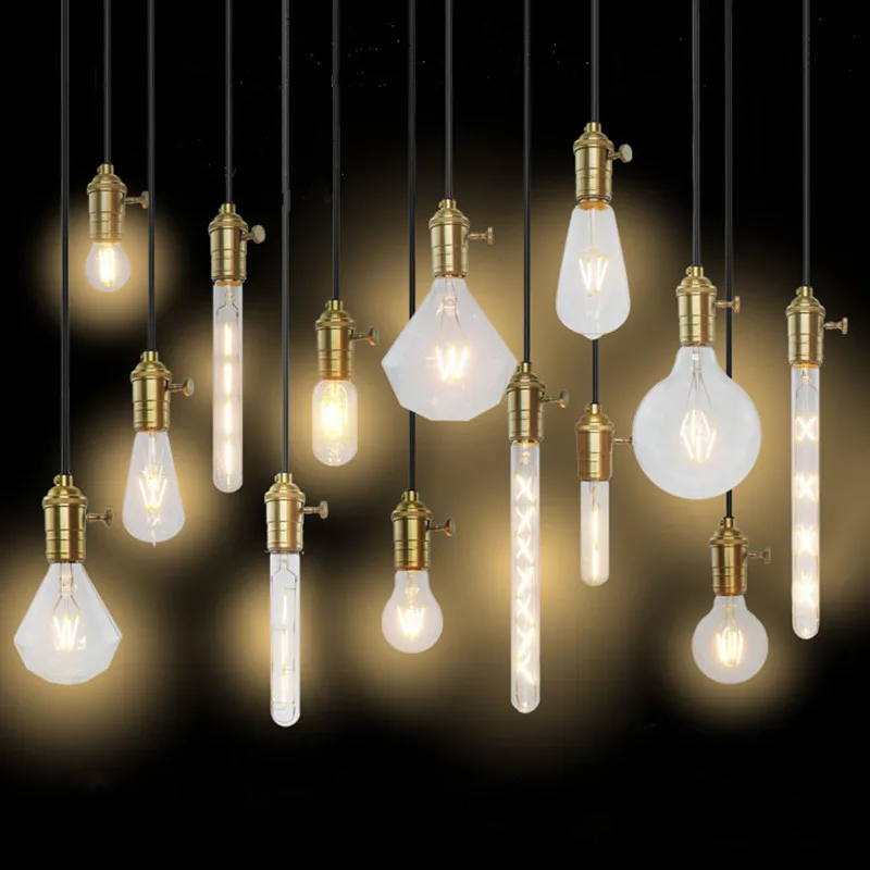 Edison Шестигранная лампы E27 E14 имитация вольфрамовой проволоки прозрачный