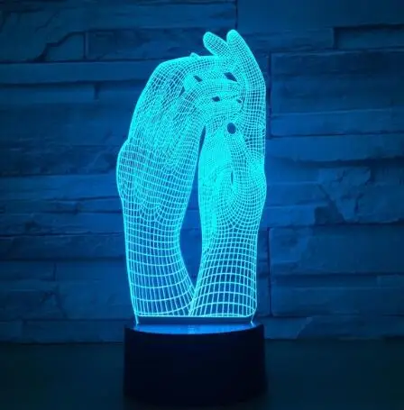 3D Оптическая иллюзия I Love You знак Язык светодиодный стол ночной Светильник USB романтический подарок на день Святого Валентина украшения жеста рукой лампа - Испускаемый цвет: Hand 3