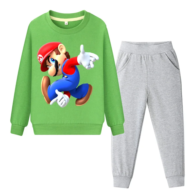 Boys Mario Print Clothes Sets Girls Casual Tracksuits Children 2019 Pink Coat+Pant 2PCS Suit Kids Spring Sport Set WL077 | Детская
