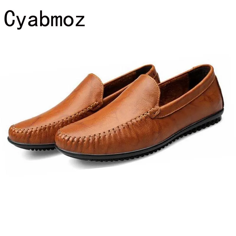 

2017 Flats New Arrival Genuine Leather Casual Shoes Men Slip-on loafers Drive Shoes Plus size Euro38-47 Handmade moccasins shoes