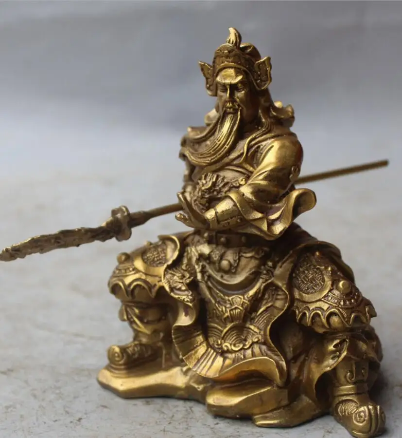 6 &quotКитайский древний герой латунный Дракон Guan Gong Yu воин меч с изображением бога